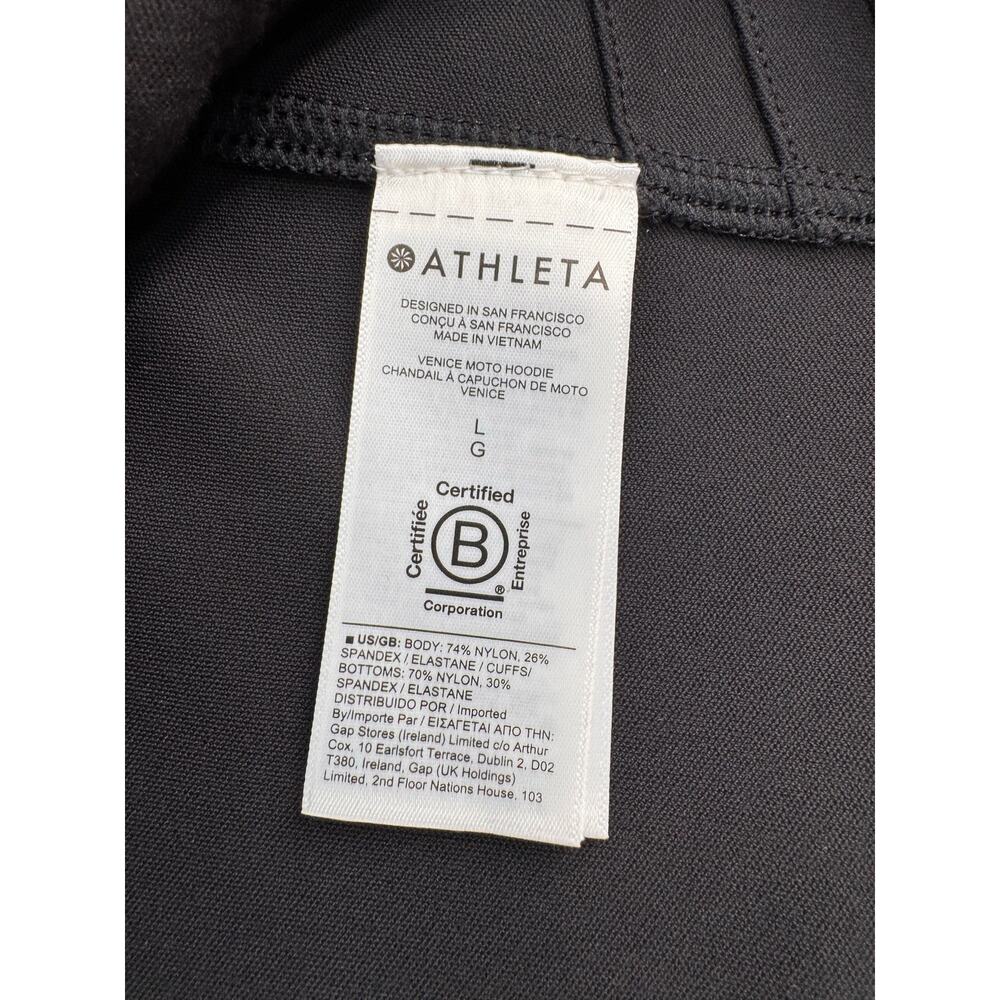 Athleta Black Venice Moto Hoodie Sculpttek Zip Pocket Athleisure Size Large - Picture 10 of 10